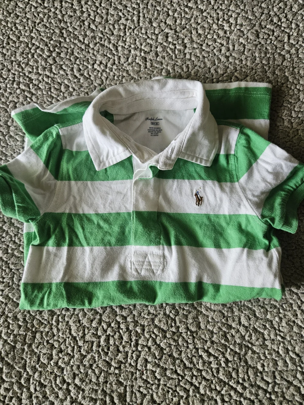 Ralph Lauren Green & White Striped Polo Romper